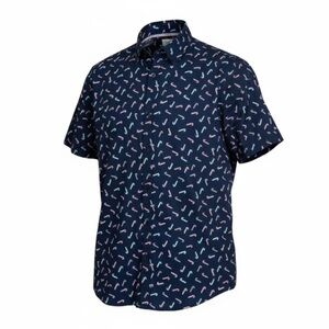 Men's Christmas Navy Blue Candy Cane Print Shirt Size Medium | Holidays